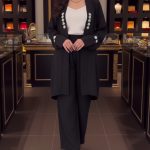 Black Embellished Front Open Shirt with White Trouser – Women’s Co-Ord Set